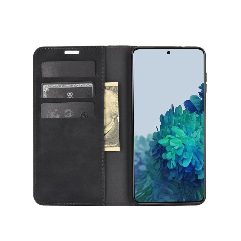 Capa De Celular Para Samsung Galaxy S21 5G Flip Efeito Couro Macio