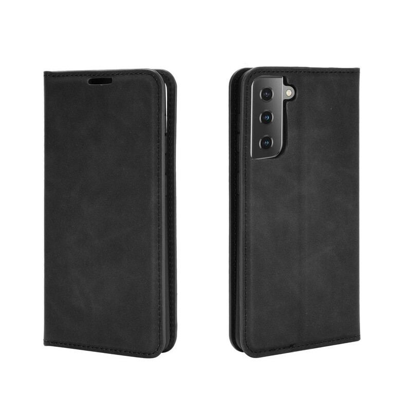 Capa De Celular Para Samsung Galaxy S21 5G Flip Efeito Couro Macio