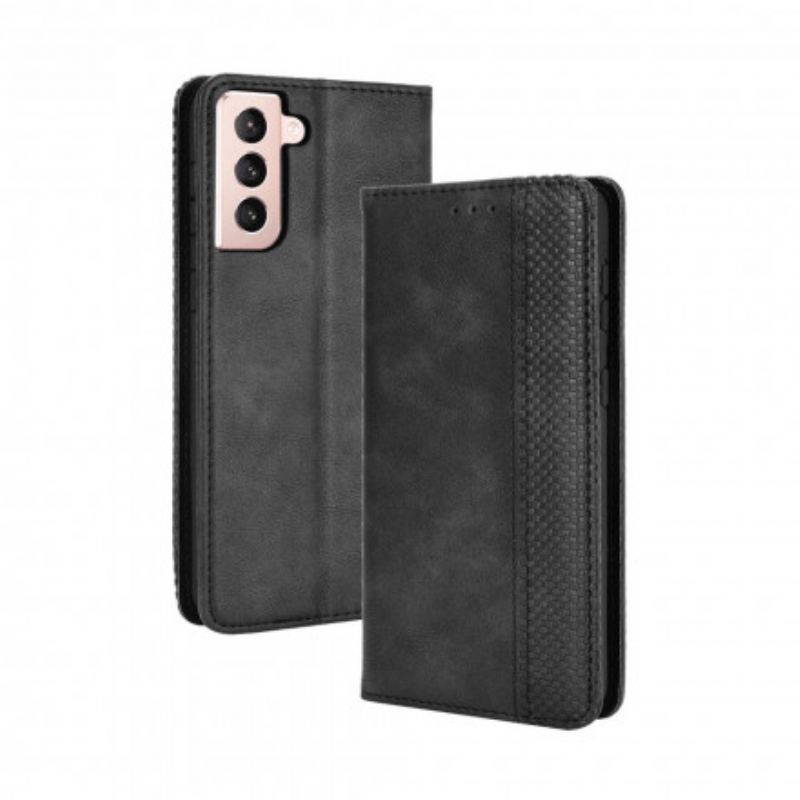 Capa De Celular Para Samsung Galaxy S21 5G Flip Efeito Couro Vintage Estilizado