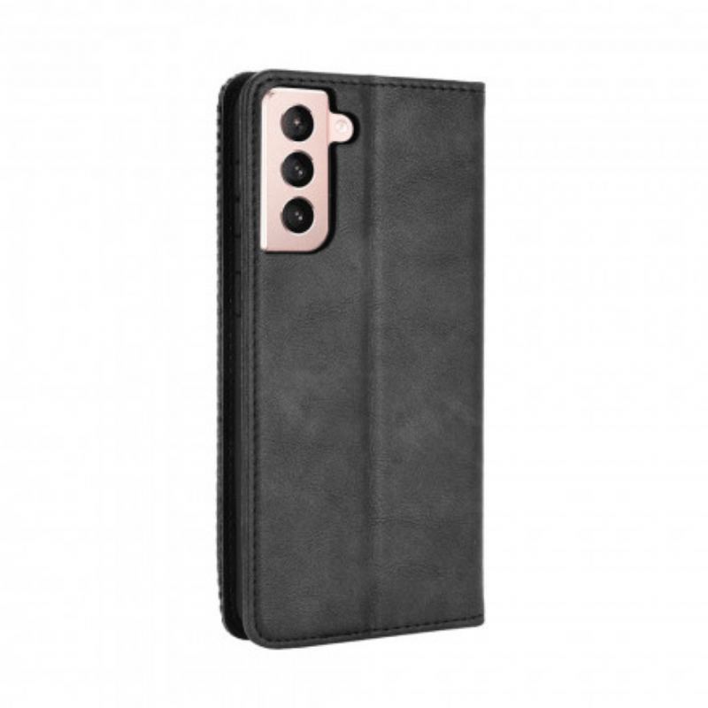 Capa De Celular Para Samsung Galaxy S21 5G Flip Efeito Couro Vintage Estilizado