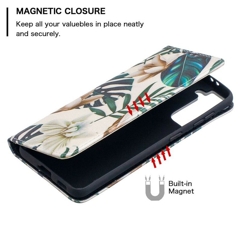 Capa De Celular Para Samsung Galaxy S21 5G Flip Folhas