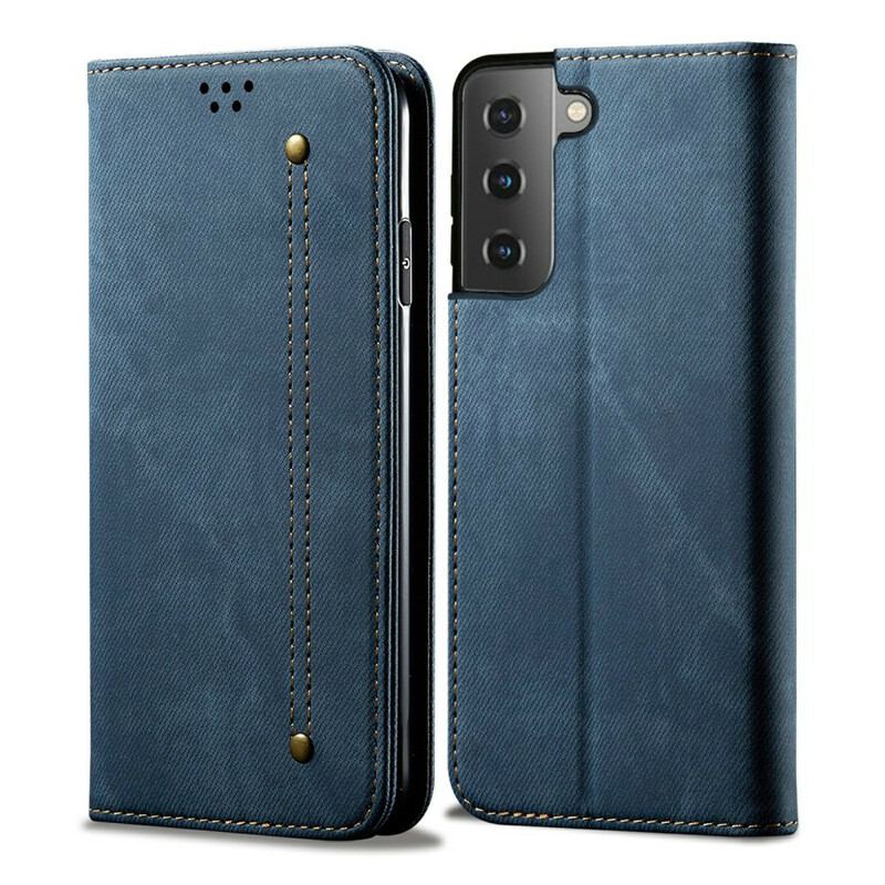 Capa De Celular Para Samsung Galaxy S21 5G Flip Tecido Jeans