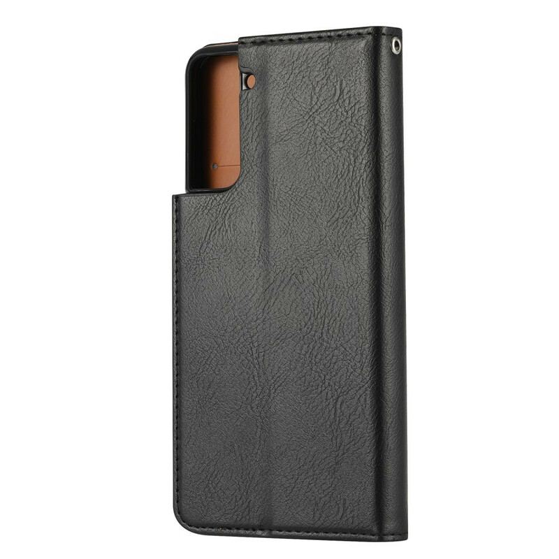 Capa De Celular Para Samsung Galaxy S21 5G Flip Titular De Cartão De Couro Sintético