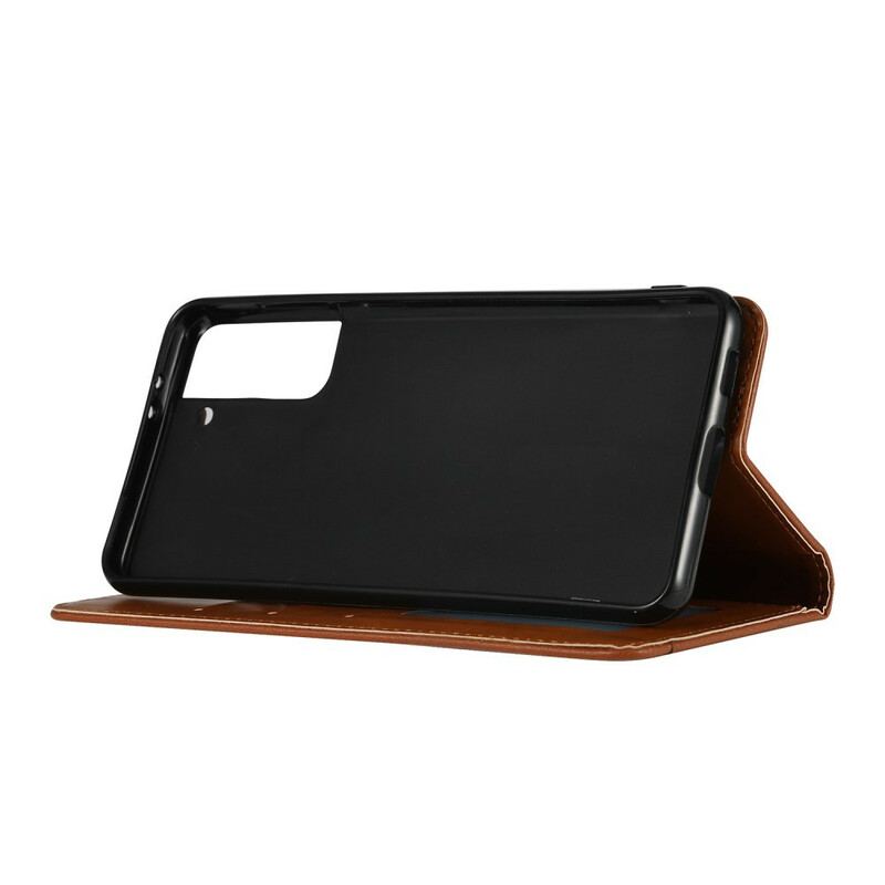 Capa De Celular Para Samsung Galaxy S21 5G Flip Titular De Cartão De Couro Sintético