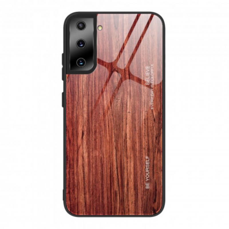 Capa De Celular Para Samsung Galaxy S21 5G Vidro Temperado Com Design De Madeira