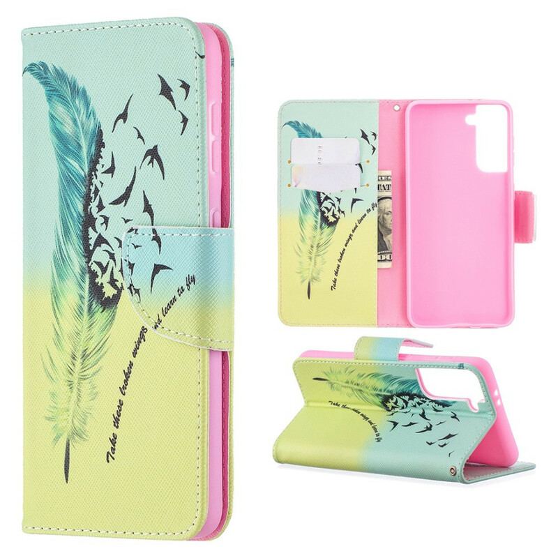 Capa De Couro Para Samsung Galaxy S21 5G Aprender A Voar