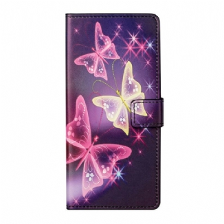 Capa De Couro Para Samsung Galaxy S21 5G Borboletas