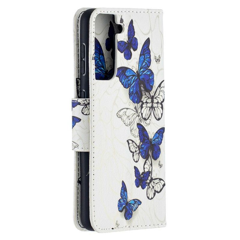 Capa De Couro Para Samsung Galaxy S21 5G Borboletas Maravilhosas