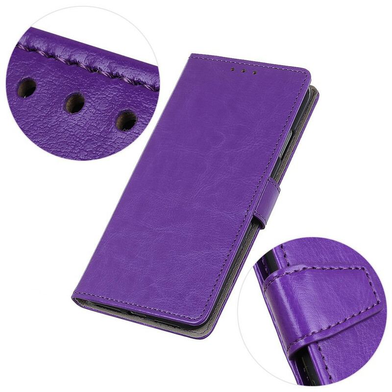 Capa De Couro Para Samsung Galaxy S21 5G Efeito Couro Brilhante Simples