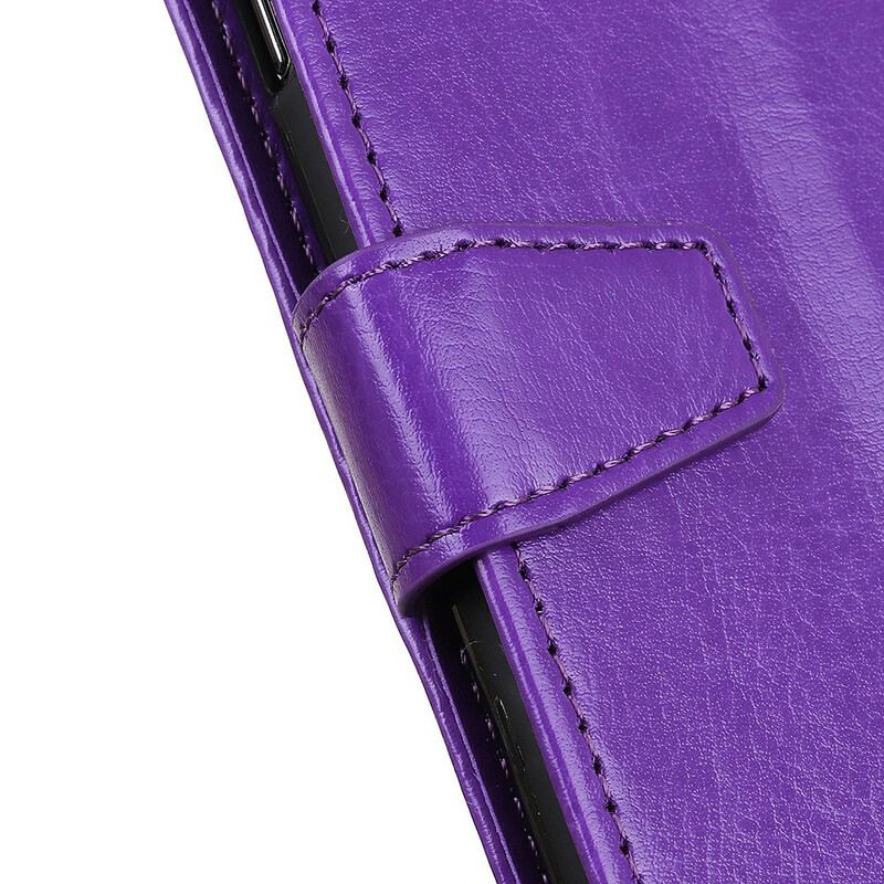 Capa De Couro Para Samsung Galaxy S21 5G Efeito Couro Brilhante Simples