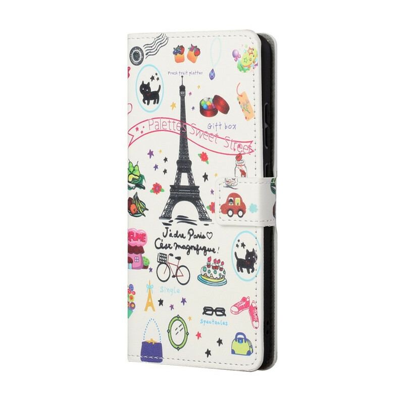 Capa De Couro Para Samsung Galaxy S21 5G Eu Amo Paris