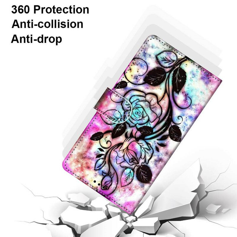 Capa De Couro Para Samsung Galaxy S21 5G Flores Neon