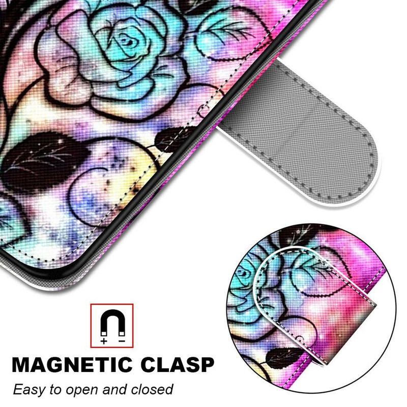 Capa De Couro Para Samsung Galaxy S21 5G Flores Neon