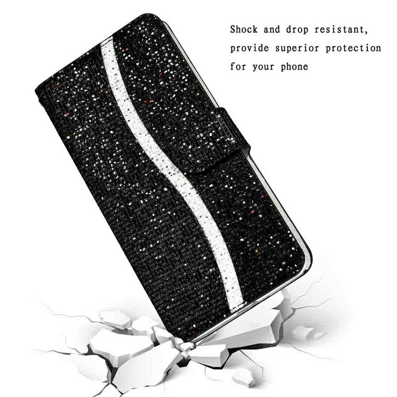 Capa De Couro Para Samsung Galaxy S21 5G Lantejoulas Design S