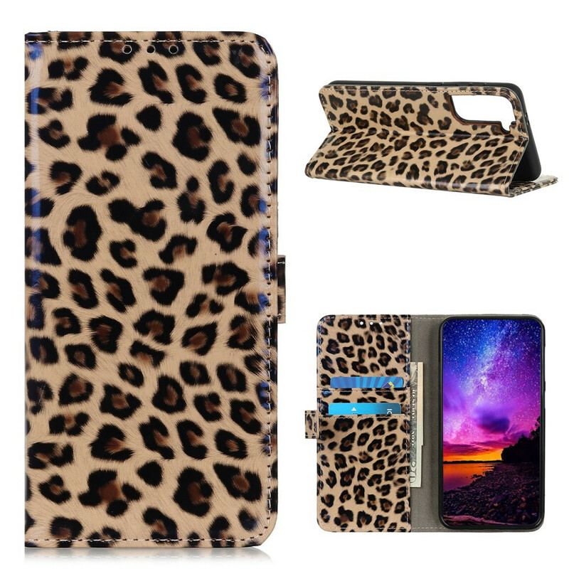 Capa De Couro Para Samsung Galaxy S21 5G Leopardo