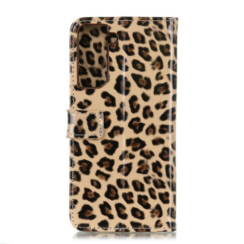 Capa De Couro Para Samsung Galaxy S21 5G Leopardo