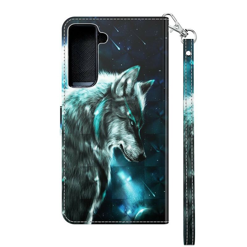 Capa De Couro Para Samsung Galaxy S21 5G Lobo Majestoso