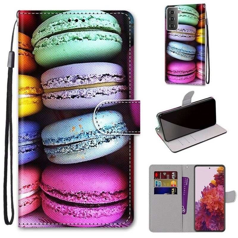 Capa De Couro Para Samsung Galaxy S21 5G Macarons