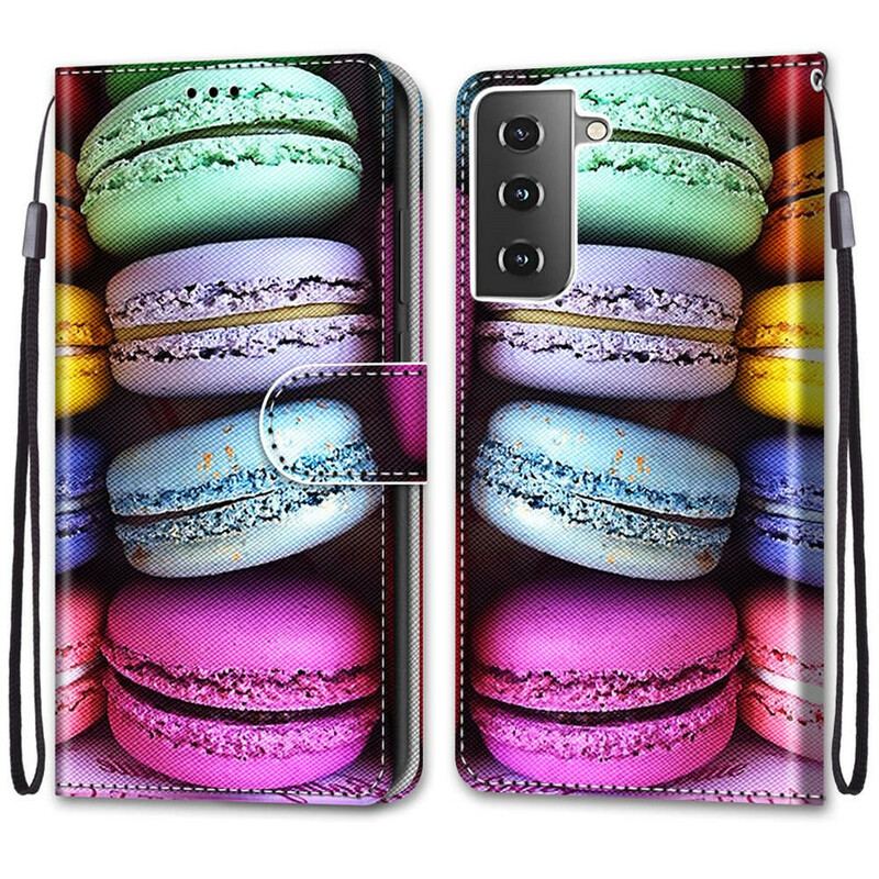 Capa De Couro Para Samsung Galaxy S21 5G Macarons