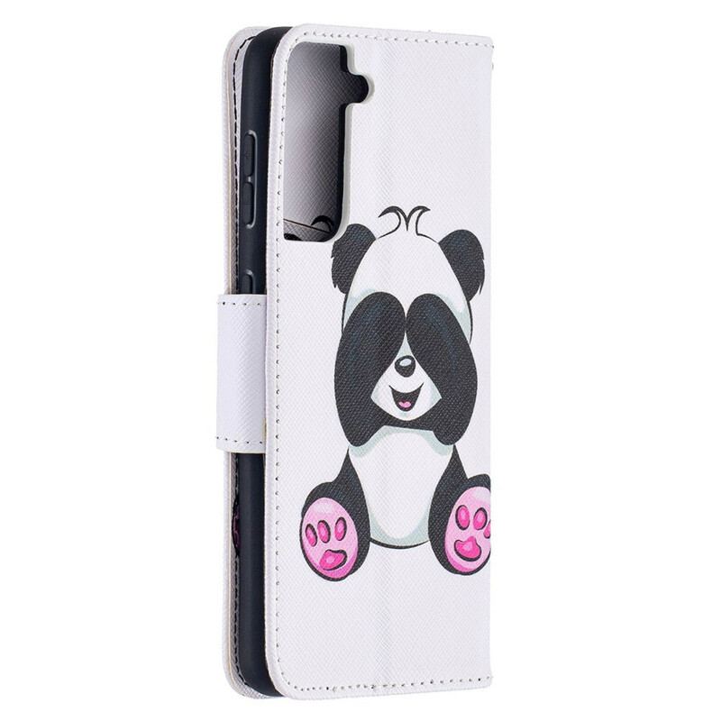 Capa De Couro Para Samsung Galaxy S21 5G Panda Divertido