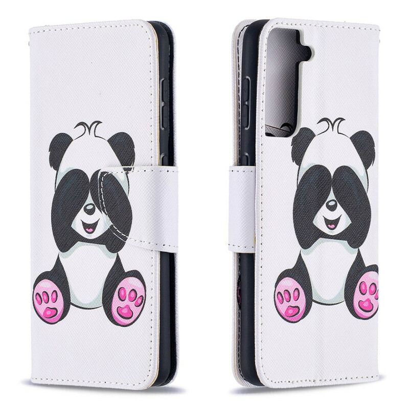 Capa De Couro Para Samsung Galaxy S21 5G Panda Divertido