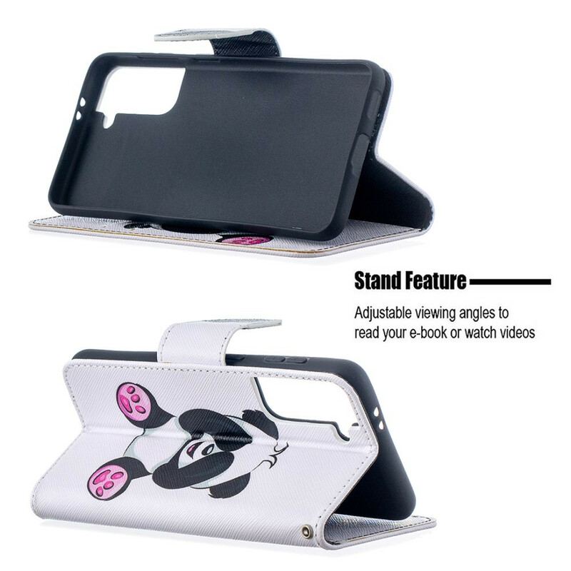 Capa De Couro Para Samsung Galaxy S21 5G Panda Divertido