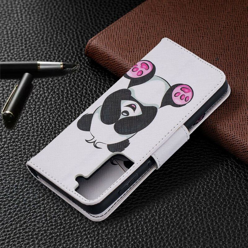 Capa De Couro Para Samsung Galaxy S21 5G Panda Divertido