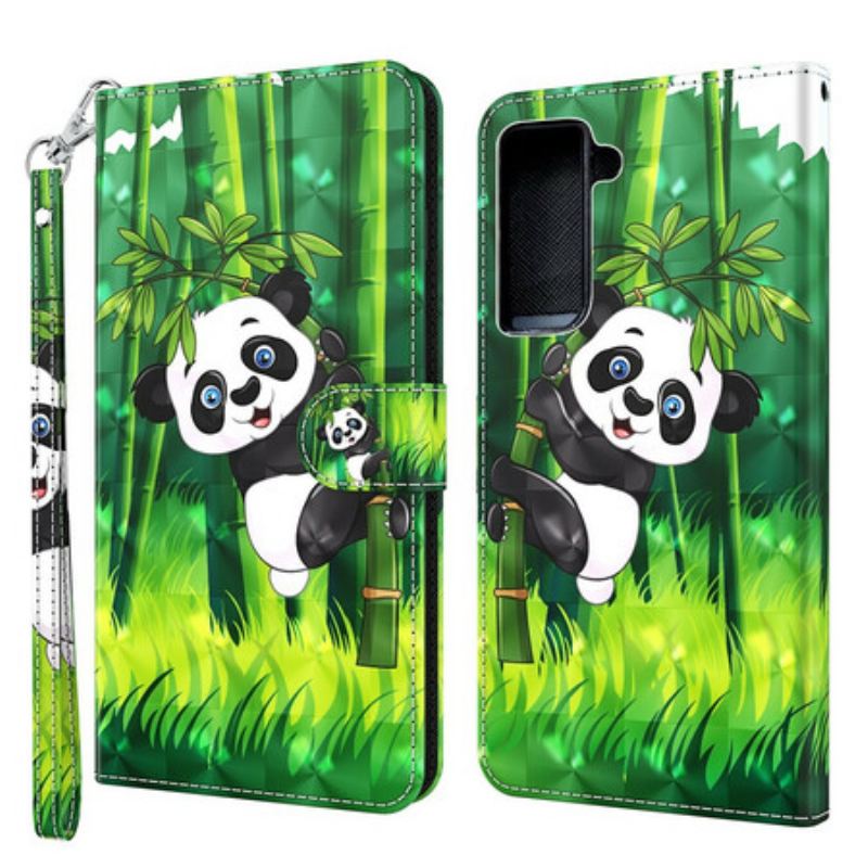 Capa De Couro Para Samsung Galaxy S21 5G Panda E Bambu