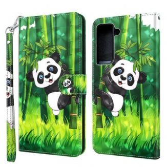 Capa De Couro Para Samsung Galaxy S21 5G Panda E Bambu