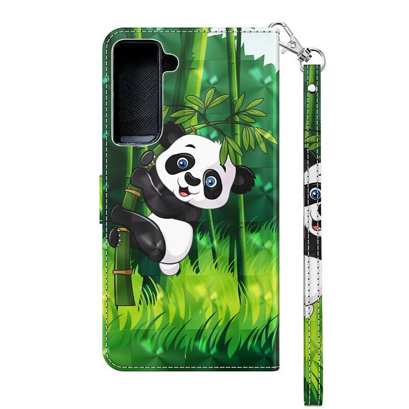 Capa De Couro Para Samsung Galaxy S21 5G Panda E Bambu