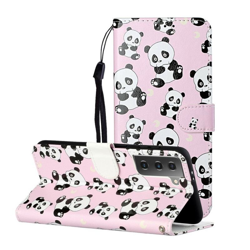 Capa De Couro Para Samsung Galaxy S21 5G Que Pandas