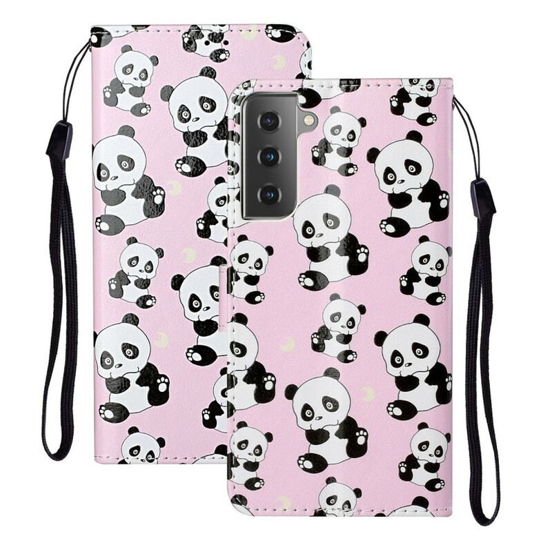 Capa De Couro Para Samsung Galaxy S21 5G Que Pandas