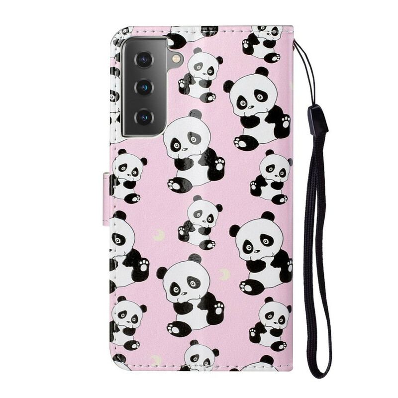 Capa De Couro Para Samsung Galaxy S21 5G Que Pandas