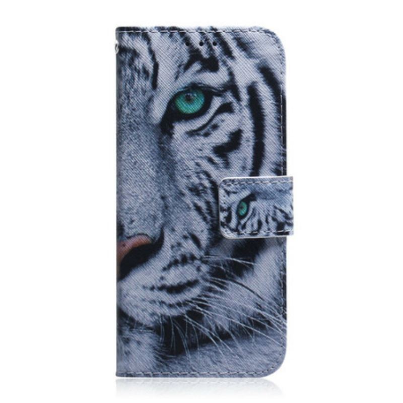 Capa Em Pele Para Samsung Galaxy S21 5G Cara De Tigre