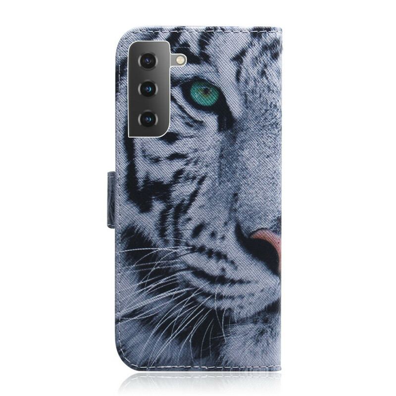 Capa Em Pele Para Samsung Galaxy S21 5G Cara De Tigre