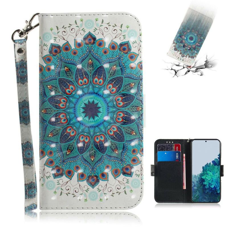 Capa Em Pele Para Samsung Galaxy S21 5G De Cordão Mandala Magistral Com Alça