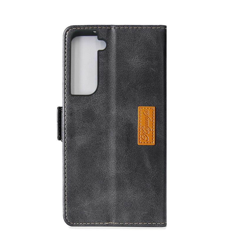 Capa Em Pele Para Samsung Galaxy S21 5G Couro Sintético De Dois Tons