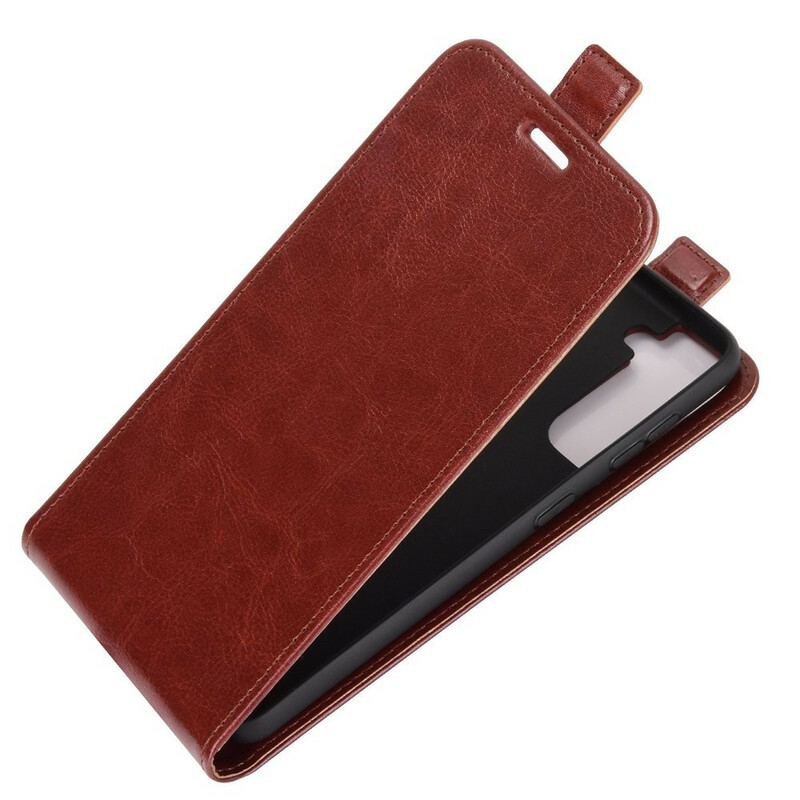 Capa Em Pele Para Samsung Galaxy S21 5G Flip Aba Vertical Efeito Couro