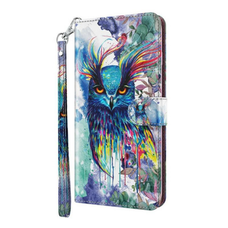 Capa Em Pele Para Samsung Galaxy S21 5G Pássaro Aquarela