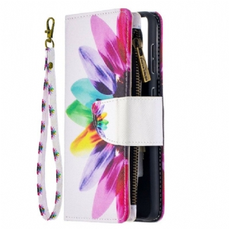 Capa Flip Para Samsung Galaxy S21 5G Bolso Com Zíper Flor