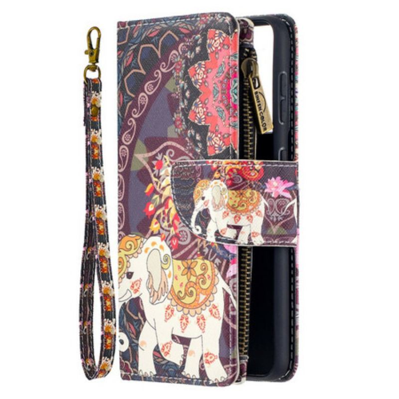 Capa Flip Para Samsung Galaxy S21 5G Bolso Elefante Com Zíper