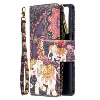 Capa Flip Para Samsung Galaxy S21 5G Bolso Elefante Com Zíper