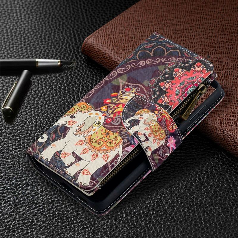 Capa Flip Para Samsung Galaxy S21 5G Bolso Elefante Com Zíper