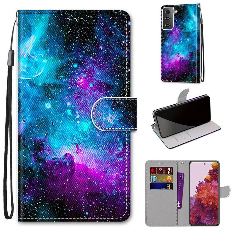 Capa Flip Para Samsung Galaxy S21 5G Céu Cósmico