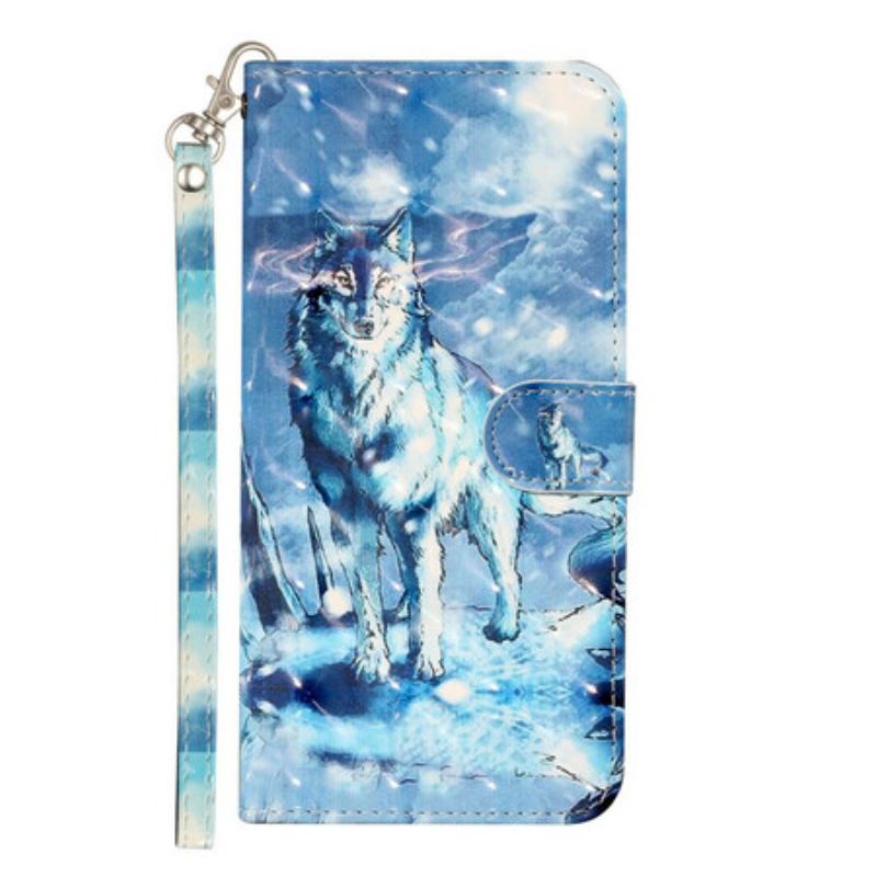 Capa Flip Para Samsung Galaxy S21 5G De Cordão Holofotes Wolf Light Com Alça