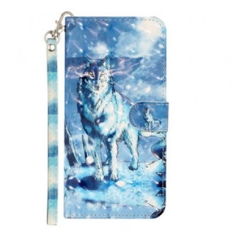 Capa Flip Para Samsung Galaxy S21 5G De Cordão Holofotes Wolf Light Com Alça