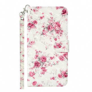 Capa Flip Para Samsung Galaxy S21 5G De Cordão Strap Light Spot Flowers