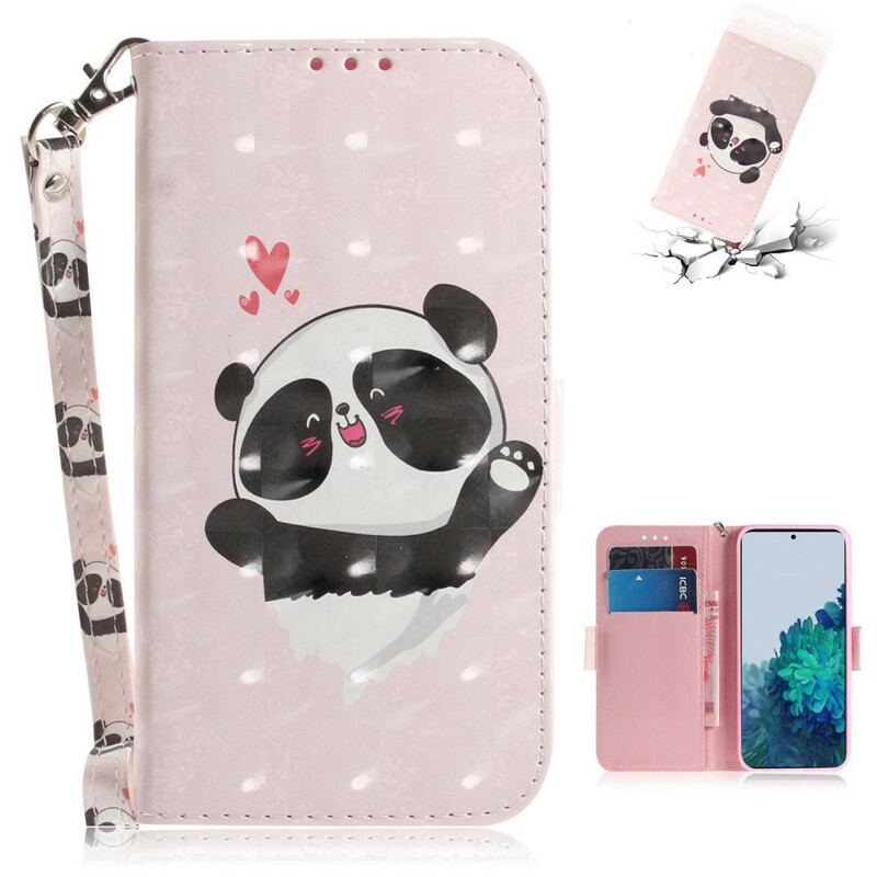 Capa Flip Para Samsung Galaxy S21 5G De Cordão Strappy Panda