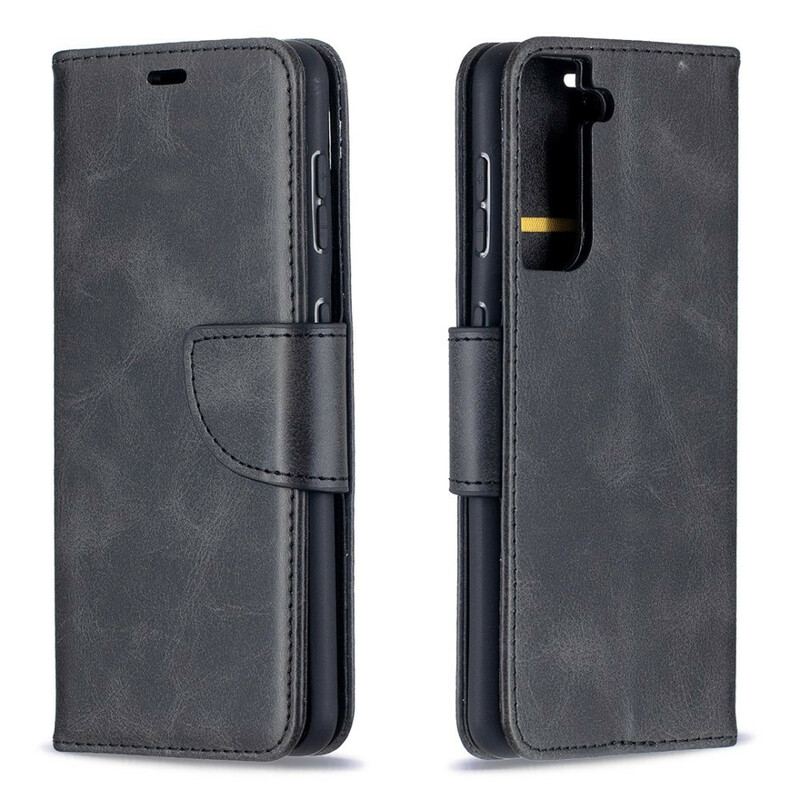 Capa Flip Para Samsung Galaxy S21 5G De Couro Retalho Liso Oblíquo