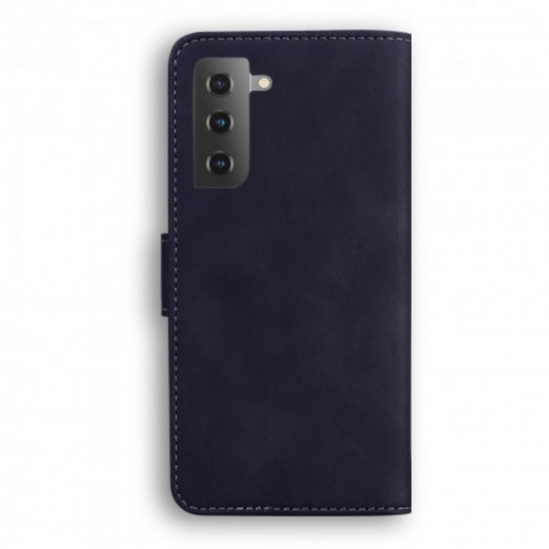 Capa Flip Para Samsung Galaxy S21 5G Efeito Couro Monocromático